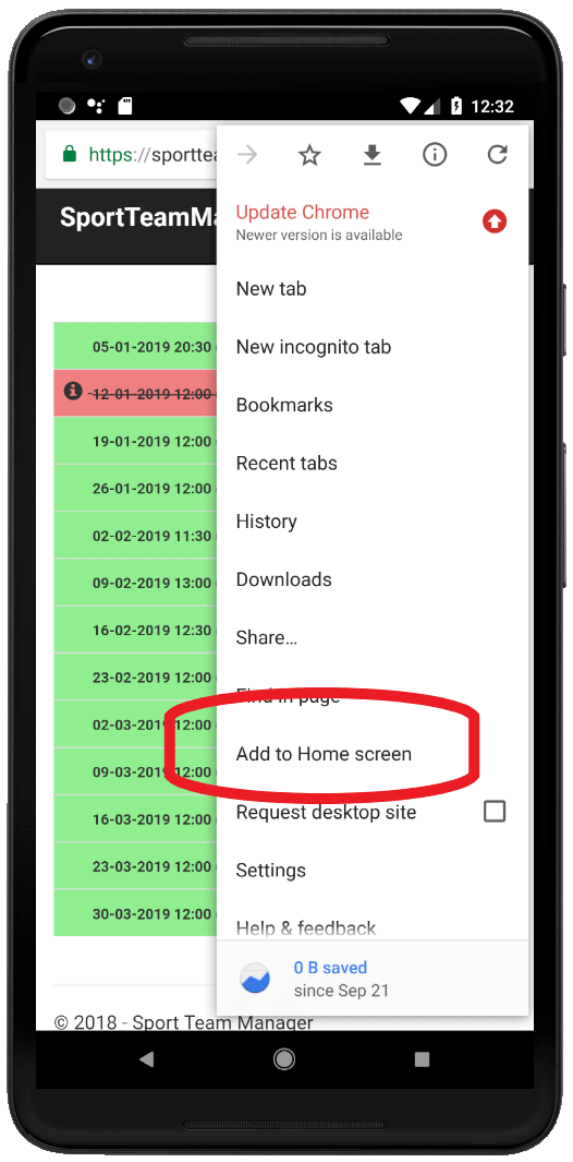 Google Chrome - Toevoegen aan startscherm